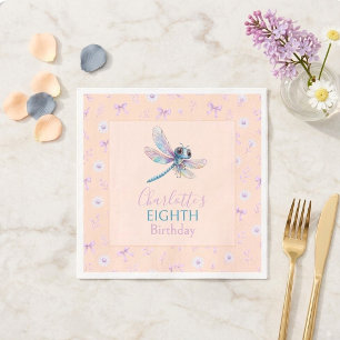 Serviette En Papier Arches Libellule Naissance Fille Pêche