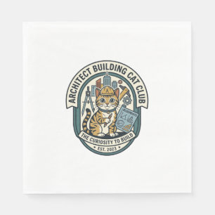 Serviette En Papier Architect Building Cat Cat Graphic Tee Art - Archi