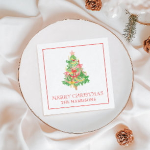 Serviette En Papier Arcs de Coquette à l'aquarelle Arbre de Noël