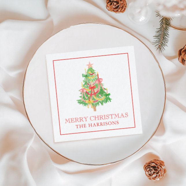 Serviette En Papier Arcs de Coquette à l'aquarelle Arbre de Noël (Créateur téléchargé)