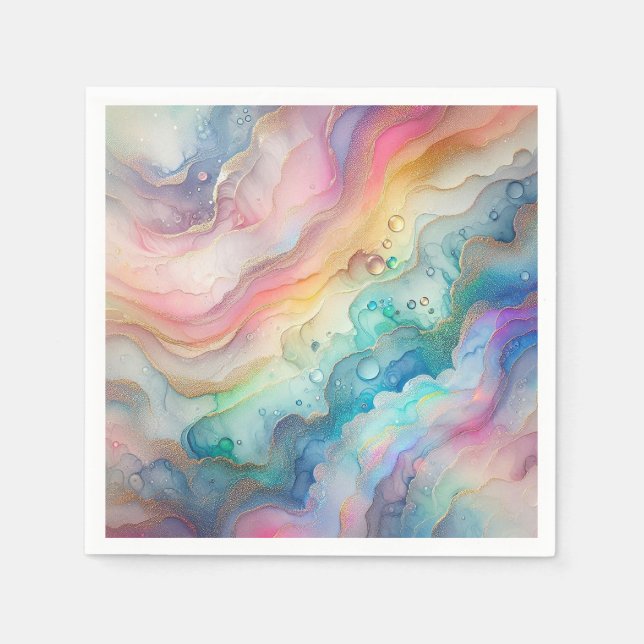 Serviette En Papier Arcs-en-ciel et bulles Papier et serviettes de par (Devant)