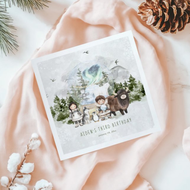 Serviette En Papier Arctic Adventure fête d'anniversaire (Créateur téléchargé)
