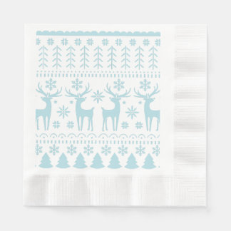 Serviette En Papier Arctic Blue Folk Art thème hiver