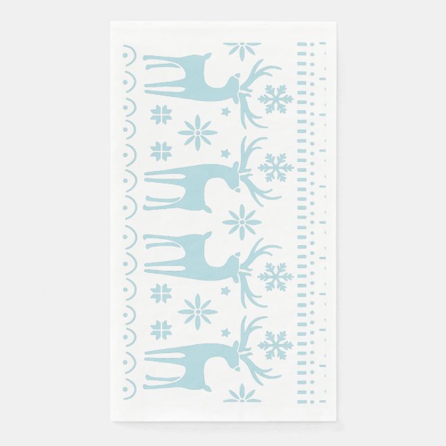 Serviette En Papier Arctic Blue Folk Art thème hiver (Devant)