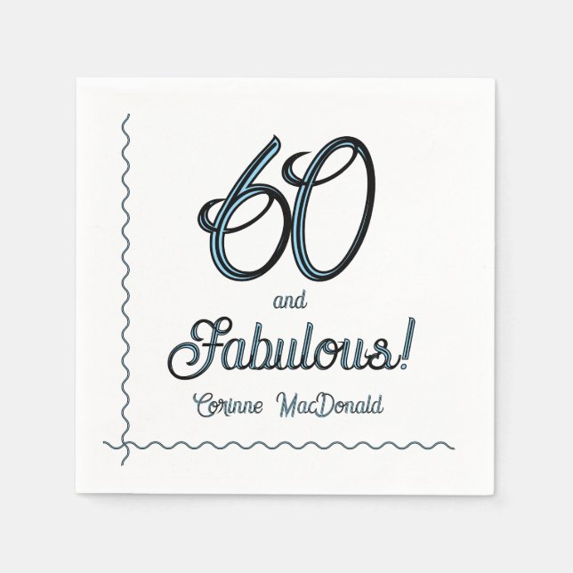 Serviette En Papier Arctic Blue Sixty and Fabulous 60th Birthday Party (Devant)