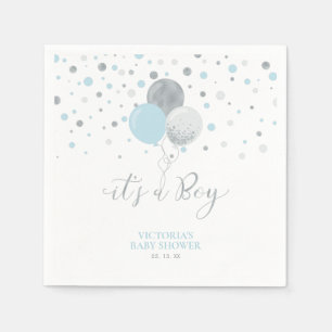 Serviette En Papier Argent & Bleu C'est un Baby shower garçon Napkins