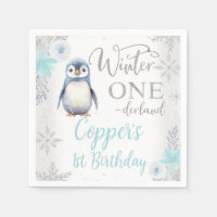 Argent Bleu Pingouin Hiver Onederland Anniversaire