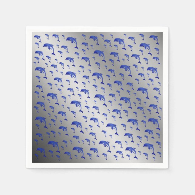 Serviette En Papier argent, dauphin, poisson, nature, aquatique, desig (Devant)