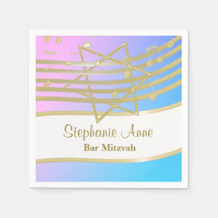 Serviette En Papier Argent de bat mitzvah de musique de chanson