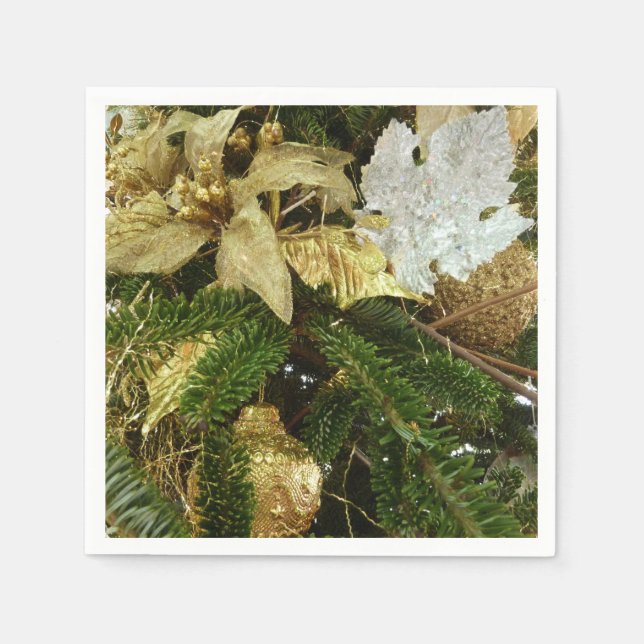 Serviette En Papier Argent et or Noël Arbre II (Devant)