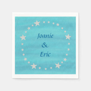 Serviette En Papier Argent Stars Cercle Blé Noms Bleus Napkins