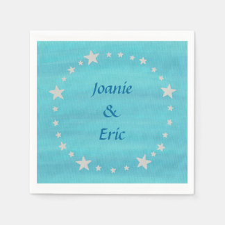 Serviette En Papier Argent Stars Cercle Blé Noms Bleus Napkins