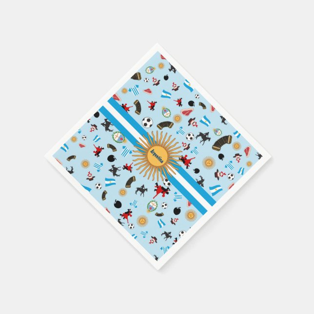 Serviette En Papier Argentine- drapeau du pays avec des icônes célèbre (Coin)