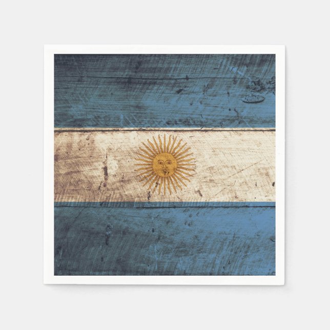 Serviette En Papier Argentine Flag on Old Wood Grain (Devant)