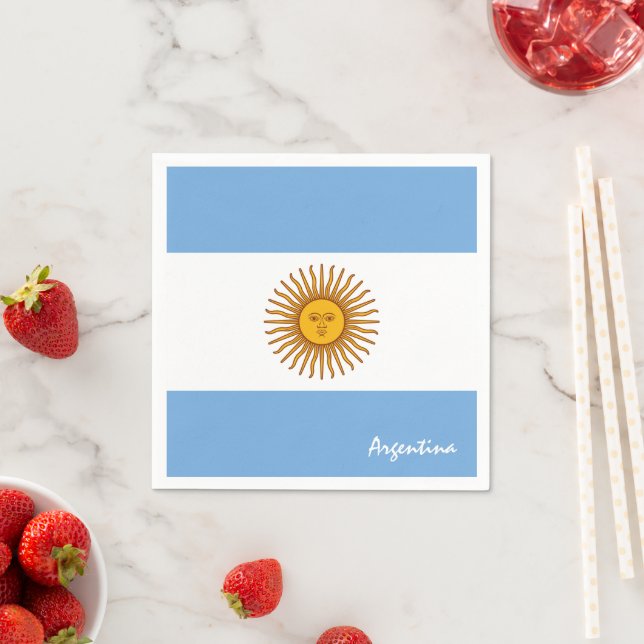Serviette En Papier Argentine Napkins, Argentine Fête du Drapeau /fan  (En situation)