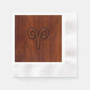 Serviette En Papier Aries Connectez-vous sur l'acajou comme décor impr