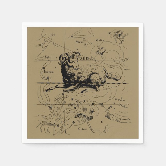 Serviette En Papier Aries Constellation Hevelius 1690 March 21 - Apr19 (Devant)