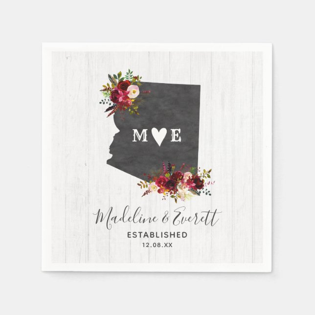 Serviette En Papier Arizona State Destination Russe Mariage Monogramme (Devant)