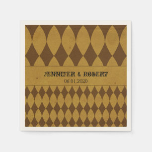 Serviette En Papier Arlequin Diamant Or antique Mariage Napkin