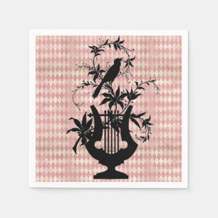 Serviette En Papier Arlequin Harpe Oiseau Silhouette Cocktail Napkins