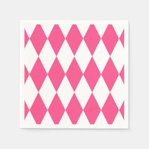 Serviette En Papier Arlequin rose blanc Diamants Checkers Design