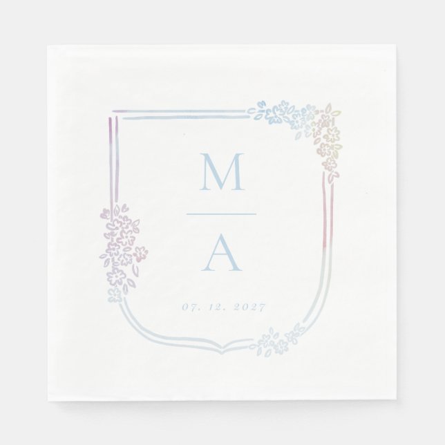 Serviette En Papier Armoiries de Boho - initiales pastel (Devant)