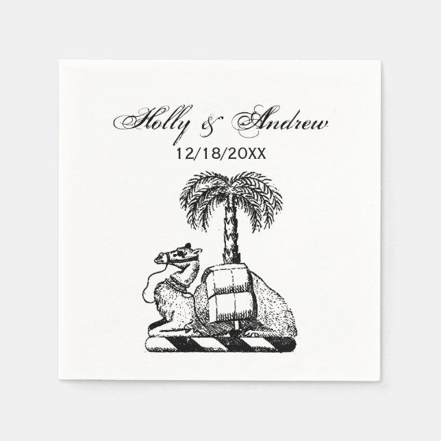 Serviette En Papier Armoiries de Preppy Heraldic Camel Palm Tree (Devant)