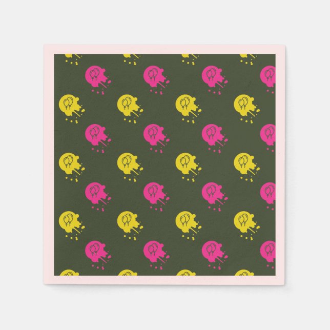 Serviette En Papier Army Green - Painball rose et jaune (Devant)