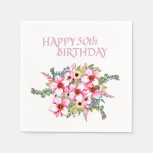 Serviette En Papier Arrangement de fleurs 50e anniversaire