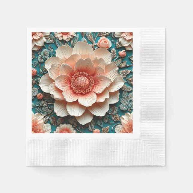 Serviette En Papier Arrangement floral 3D artistique (Devant)
