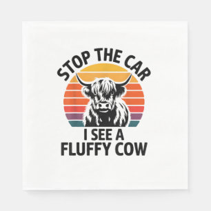 Serviette En Papier Arrêtez La Voiture Je Vois Fluffy Cow Retro Highla