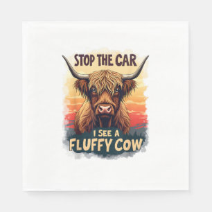 Serviette En Papier Arrêtez La Voiture Je Vois Fluffy Cow Retro Highla