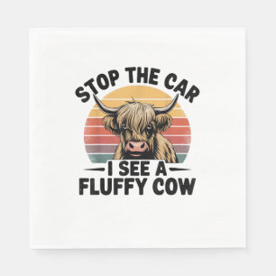 Serviette En Papier Arrêtez La Voiture Je Vois Fluffy Funny Cow Retro