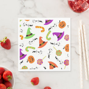 Serviette En Papier Arrière - plan blanc à motifs Halloween amusant