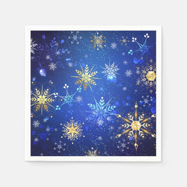 Serviette En Papier Arrière - plan Bleu XMAS avec des flocons de neige (Devant)