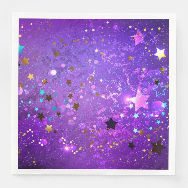 Serviette En Papier Arrière - plan de feuille violet avec étoiles (Devant)
