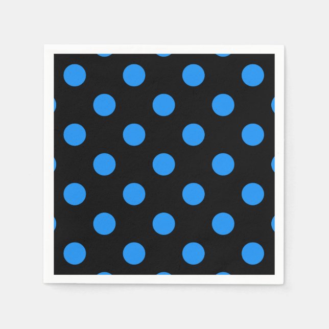 Serviette En Papier Arrière - plan noir Pois bleus (Devant)