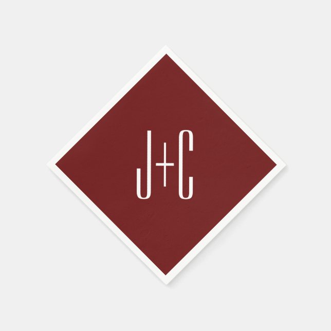 Serviette En Papier Arrière - plan rouge et texte blanc de Bourgogne m (Coin)