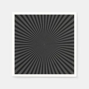Serviette En Papier Arrière - plan Sunburst gris foncé et noir rétro