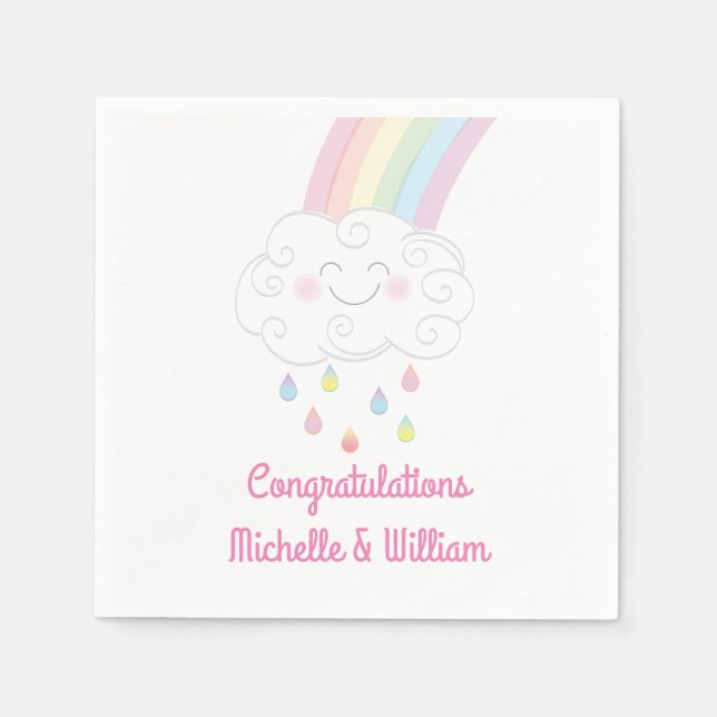 Serviette En Papier Arrosage baby shower Rainbow Raindrop Cloud (Devant)