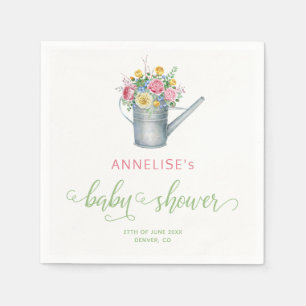 Serviette En Papier Arrosage peut sauge baby shower floral rose vif