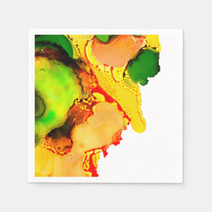 Serviette En Papier art Abstrait alcool encre jaune vert