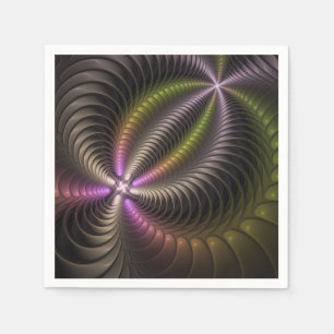 Serviette En Papier Art abstrait brillant tripant coloré 3D fractal