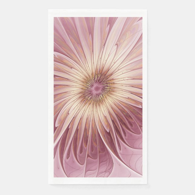 Serviette En Papier Art Abstrait Fractal Fleur & Tons de Bourgogne (Devant)