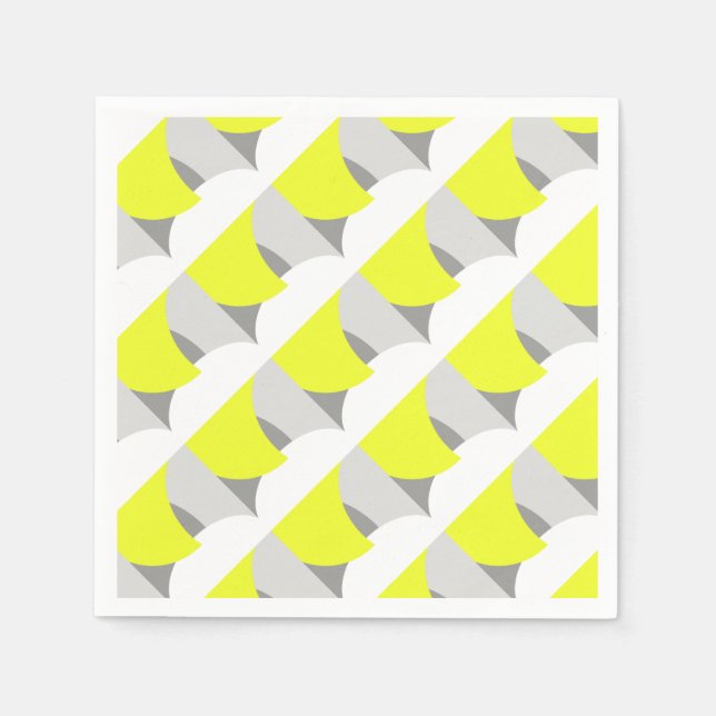 Serviette En Papier Art Abstrait gris jaune blanc (Devant)
