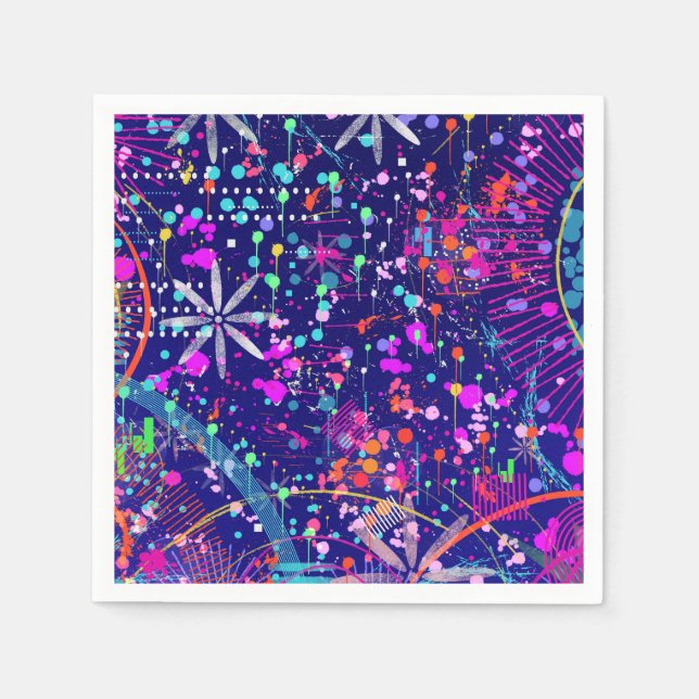 Serviette En Papier Art abstrait Jubilé Bleu  (Devant)