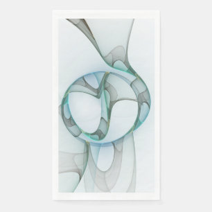 Serviette En Papier Art Abstrait moderne Fractal Bleu Turquoise Gris