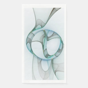 Serviette En Papier Art Abstrait moderne Fractal Bleu Turquoise Gris