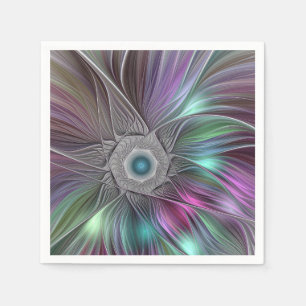 Serviette En Papier Art abstrait trippy fractal de grande fleur bigarr