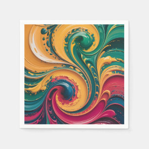 Serviette En Papier Art abstrait vibrant de tourbillon liquide
